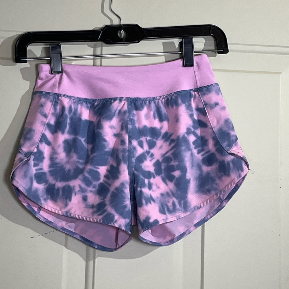 Athleta Girl Run The World Shorts S/7 Tie Dye Pink Purple Athletic Activewear